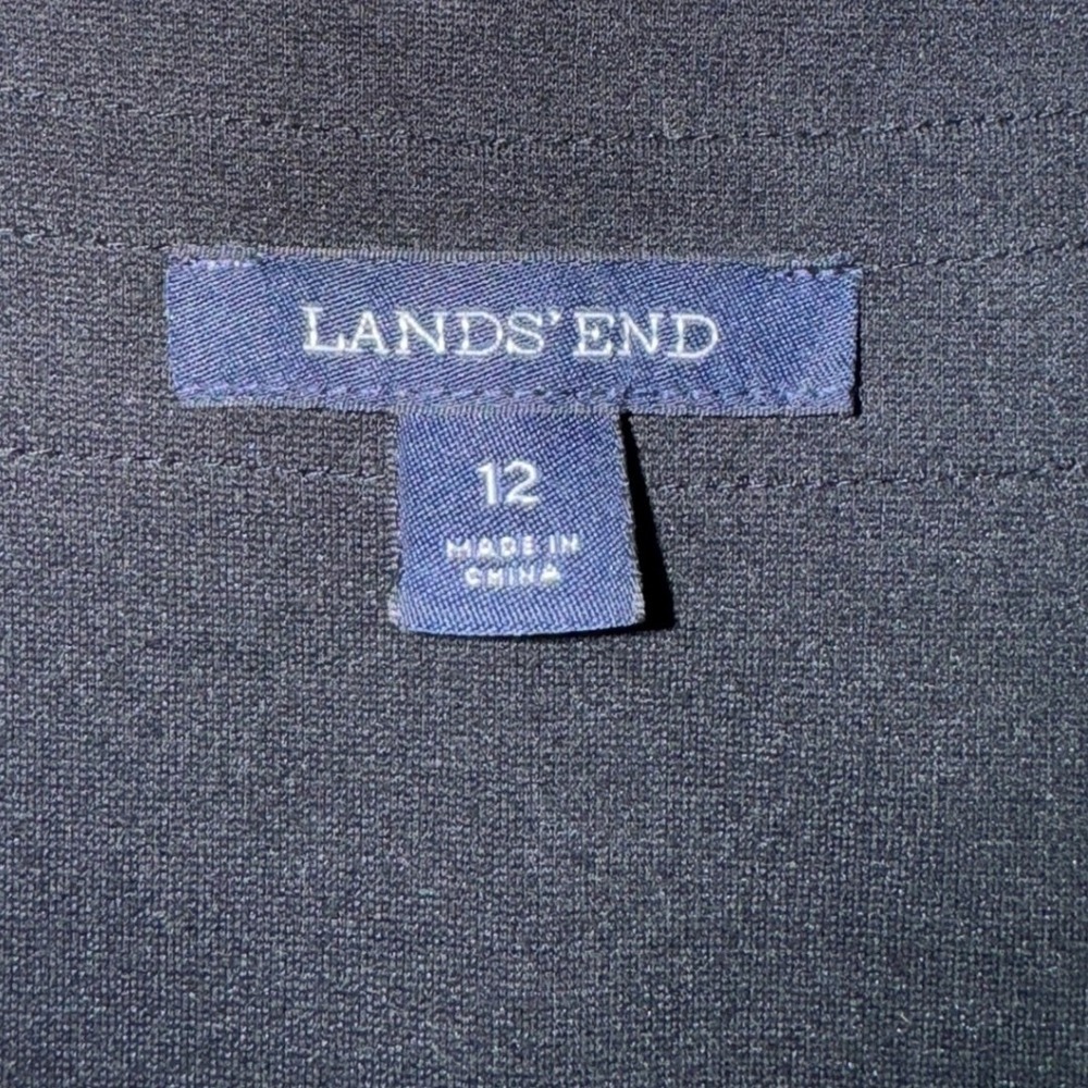 Lands End Womens Black White Contrast Trim V-Neck Shift Dress Size M 10-12‎ - Picture 3 of 12